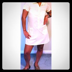 Yellow Short Sleeve, Collar, Above Knee Dress